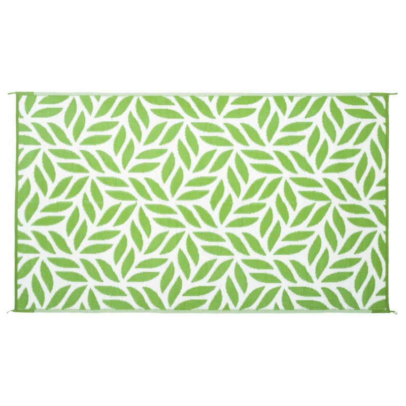 Reversible Mats سجادة قابلة للعكس أنيقة 255084 بطول 5 أقدام وعرض 8 أقدام، سجادة بلاستيكية من القش، سجادة أرضية كبيرة في الهواء الطلق، للسيارات المتنقلة، الفناء، الحديقة الخلفية، النزهات، الشاطئ، التخييم - سجادة أوراق (أخضر/أبيض) - Image 4